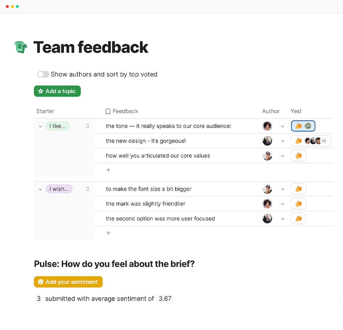 team feedback